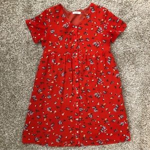 Roolee Kids Floral Dress in Red | Size 13-14T